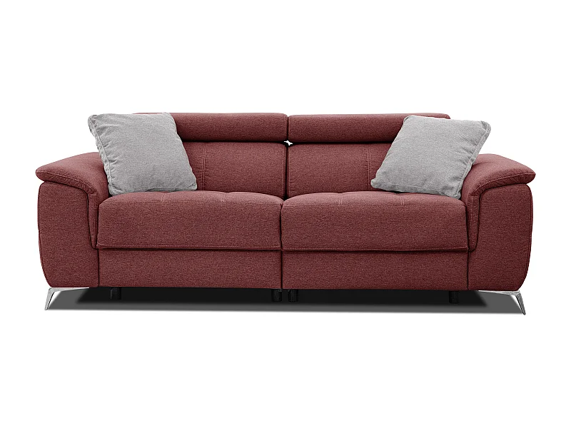 PLAUEN Sofa 3-Sitzer mit 2 Relaxfunktionen und verstellbare Kopfstützen, bordeaux