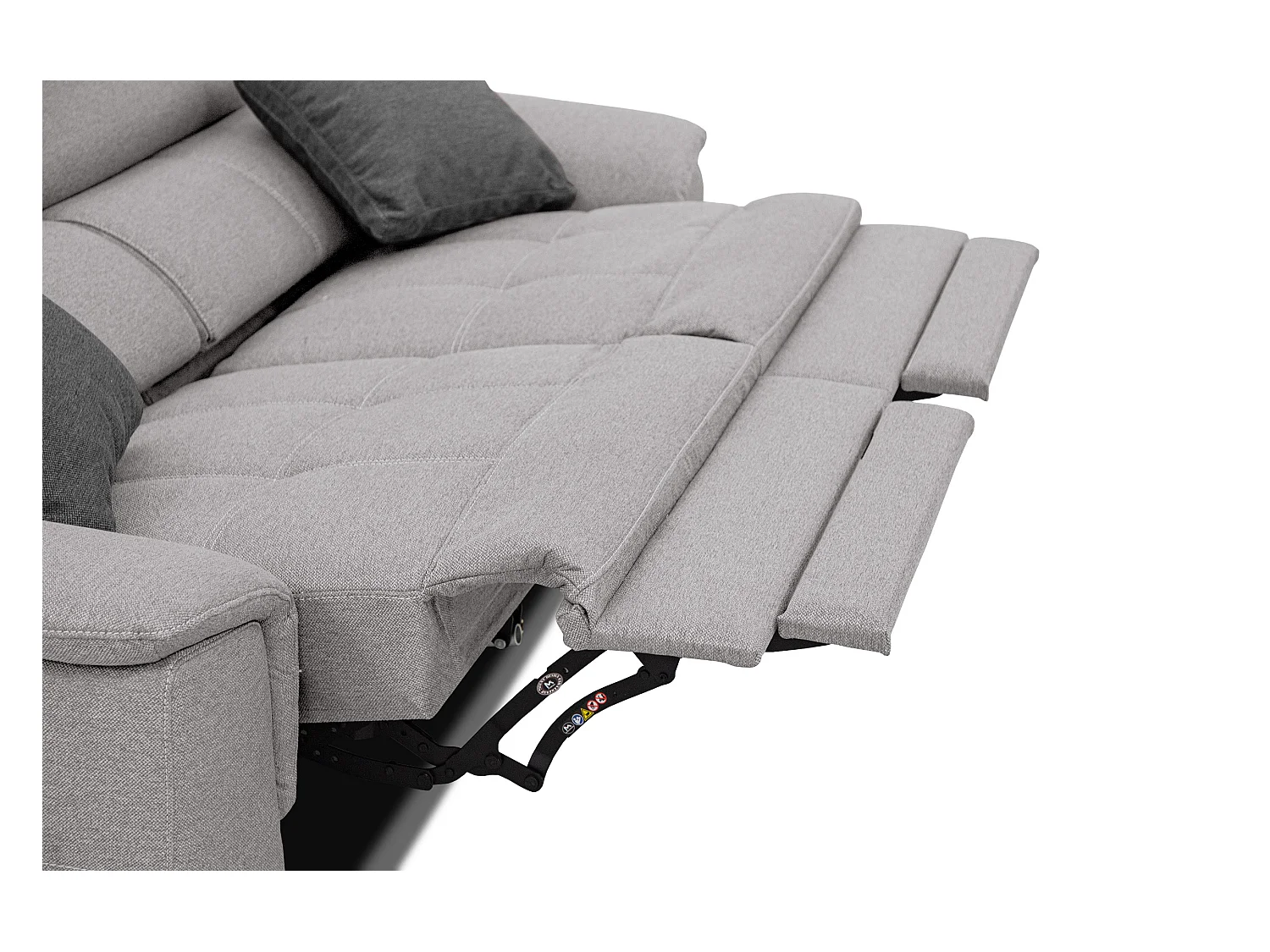 PLAUEN Sofa 3-Sitzer mit 2 Relaxfunktionen und verstellbare Kopfstützen, hellgrau