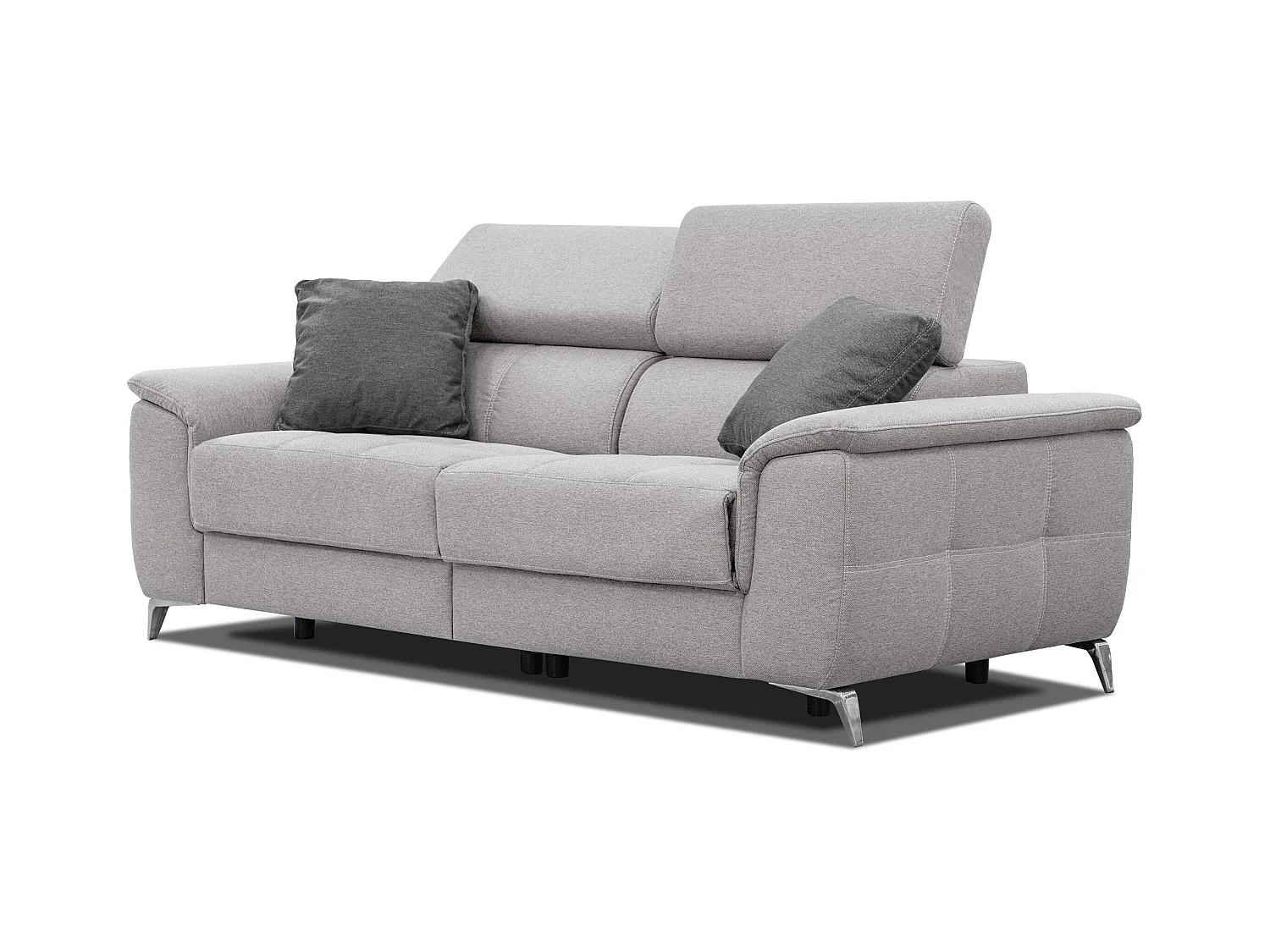 PLAUEN Sofa 3-Sitzer mit 2 Relaxfunktionen und verstellbare Kopfstützen, hellgrau