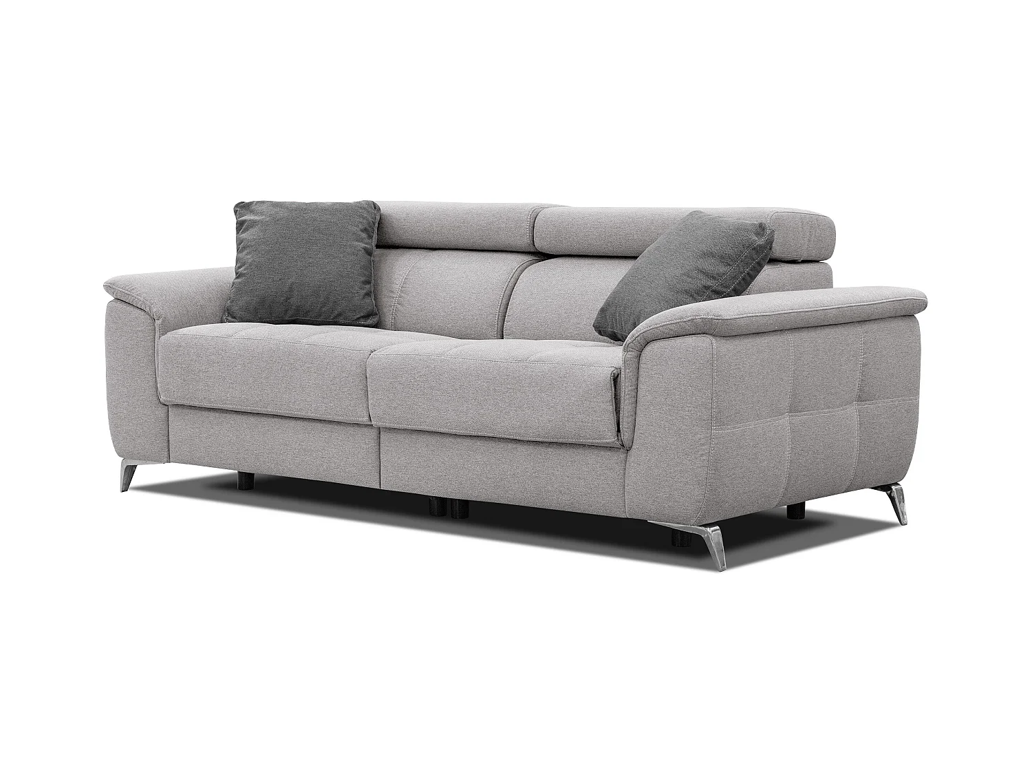PLAUEN Sofa 3-Sitzer mit 2 Relaxfunktionen und verstellbare Kopfstützen, hellgrau