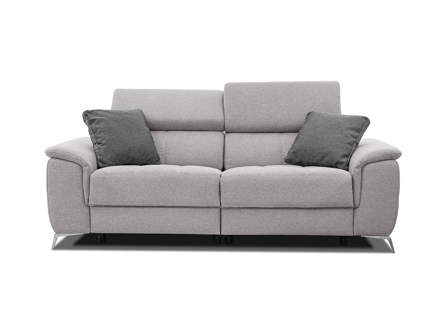 PLAUEN Sofa 3-Sitzer mit 2 Relaxfunktionen und verstellbare Kopfstützen, hellgrau
