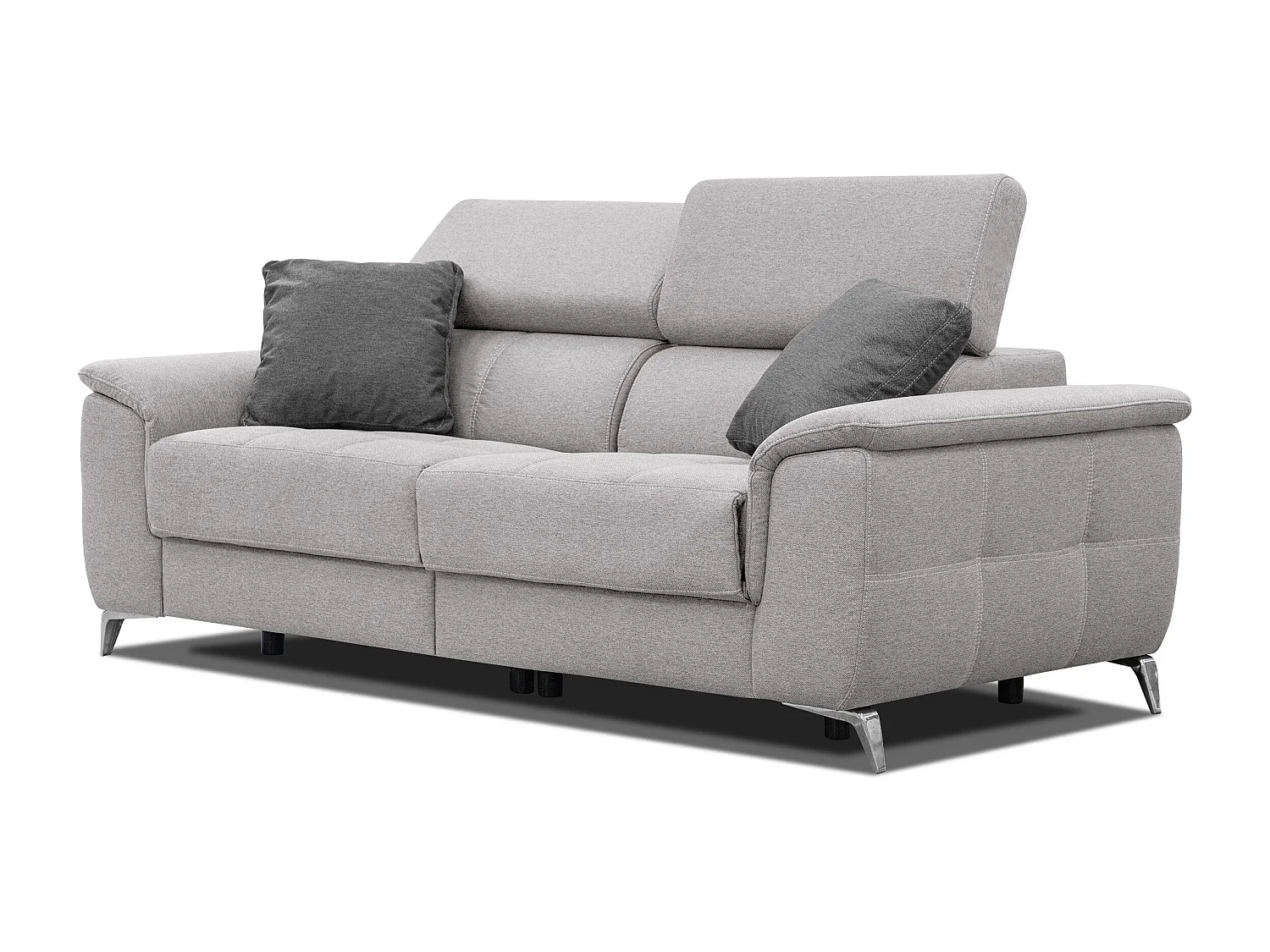 PLAUEN Sofa 3-Sitzer mit 2 Relaxfunktionen und verstellbare Kopfstützen, hellgrau