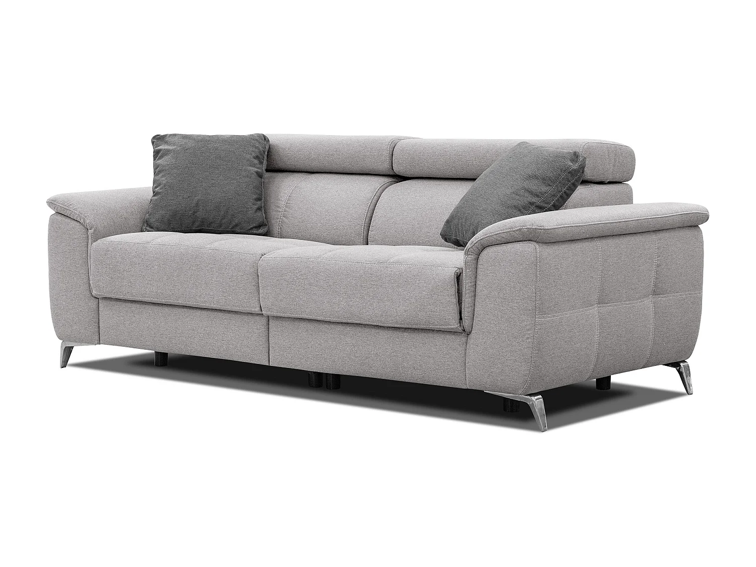 PLAUEN Sofa 3-Sitzer mit 2 Relaxfunktionen und verstellbare Kopfstützen, hellgrau