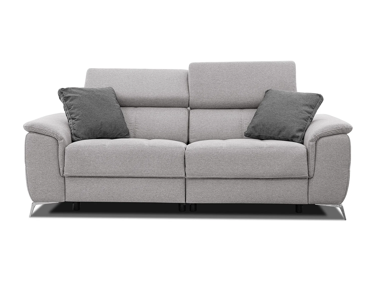 PLAUEN Sofa 3-Sitzer mit 2 Relaxfunktionen und verstellbare Kopfstützen, hellgrau