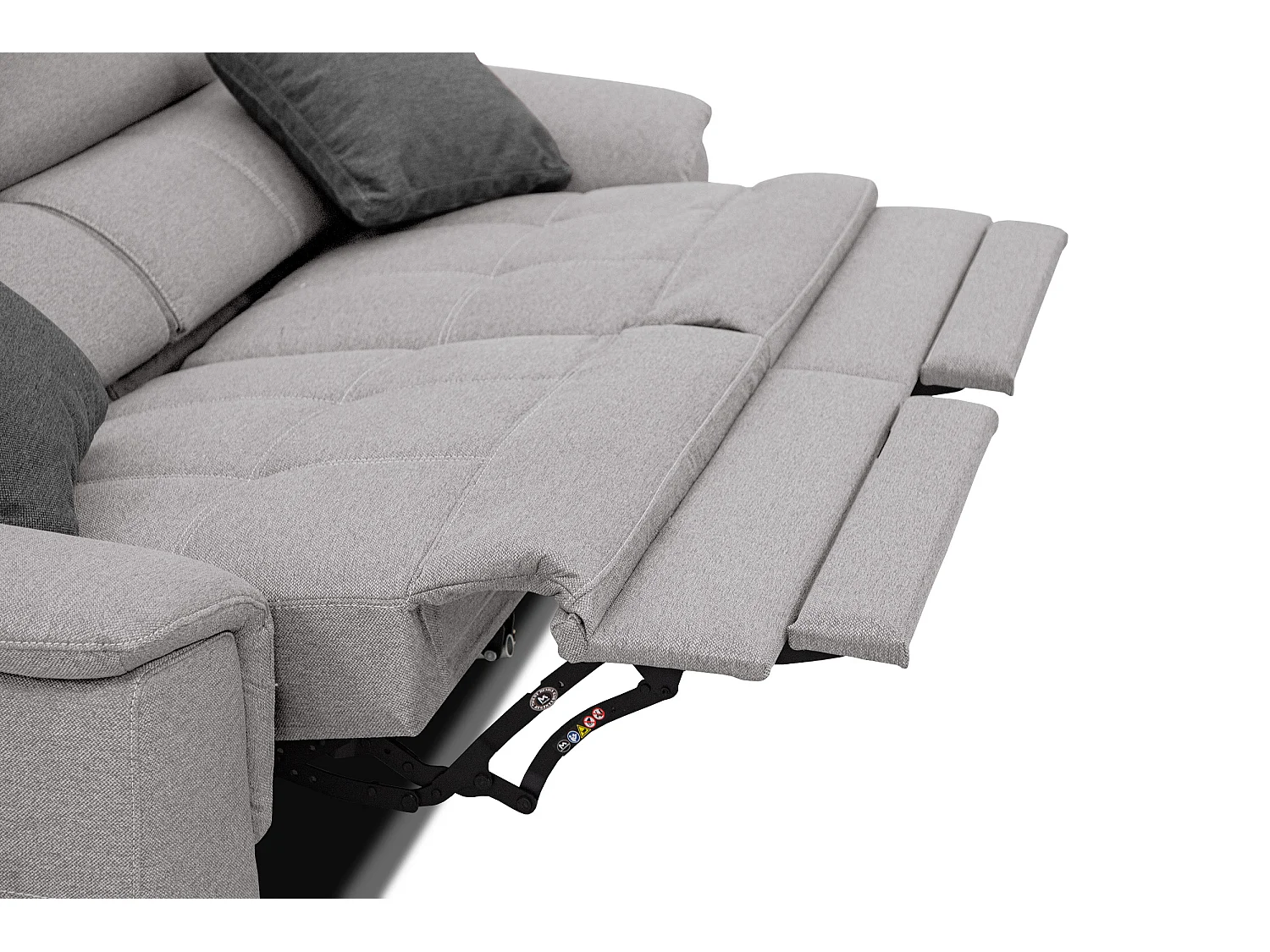 PLAUEN Sofa 3-Sitzer mit 2 Relaxfunktionen und verstellbare Kopfstützen, hellgrau