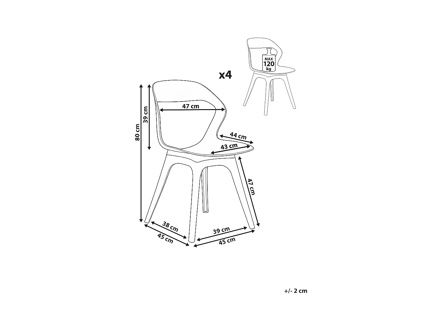 Lot de 4 chaises LACHANIA Taupe