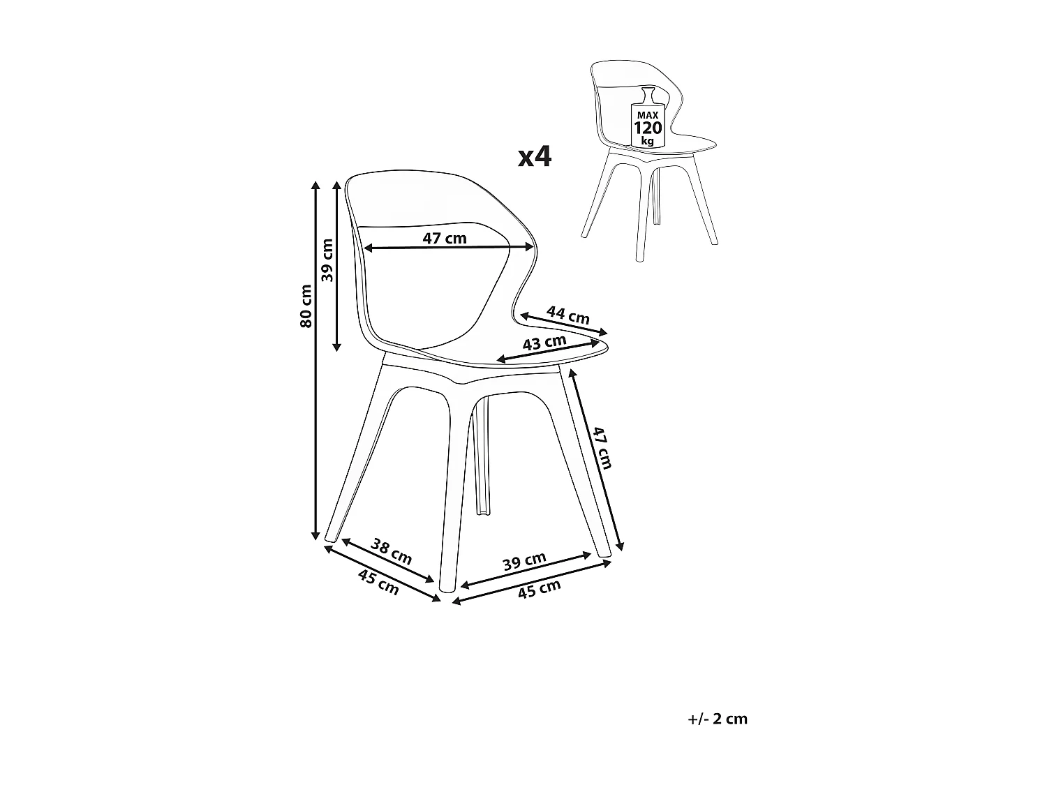 Lot de 4 chaises LACHANIA Taupe