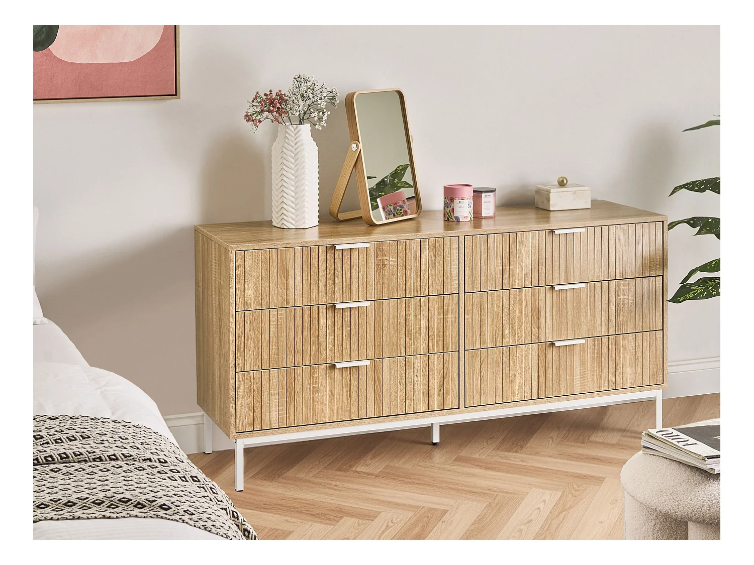 Commode à 6 tiroirs ROYALLA Marron clair