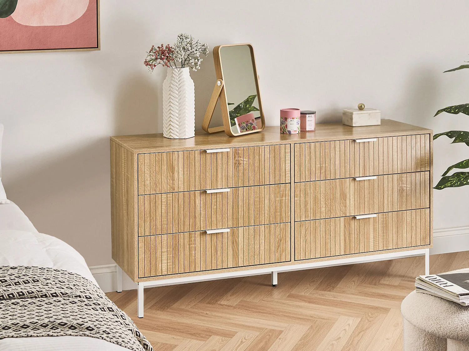 Commode à 6 tiroirs ROYALLA Marron clair