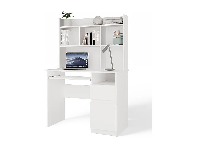 Biurko PORTO Prawe | Białe | 98x51x145 cm | Biurko z Nadstawką
