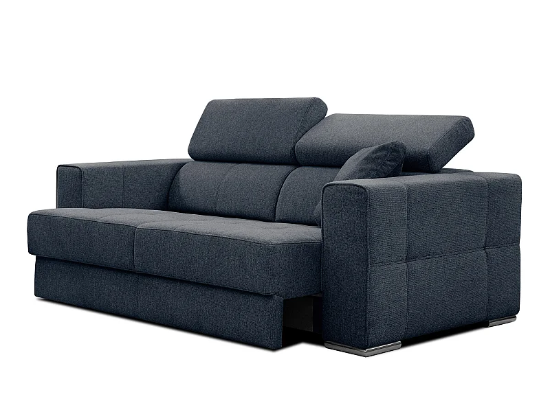 QUARTZ Sofa 3-Sitzer mit Ausziehsitz und verstellbare Kopfstützen, marineblau