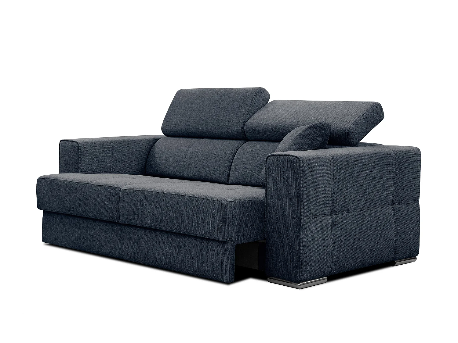 QUARTZ Sofa 3-Sitzer mit Ausziehsitz und verstellbare Kopfstützen, marineblau