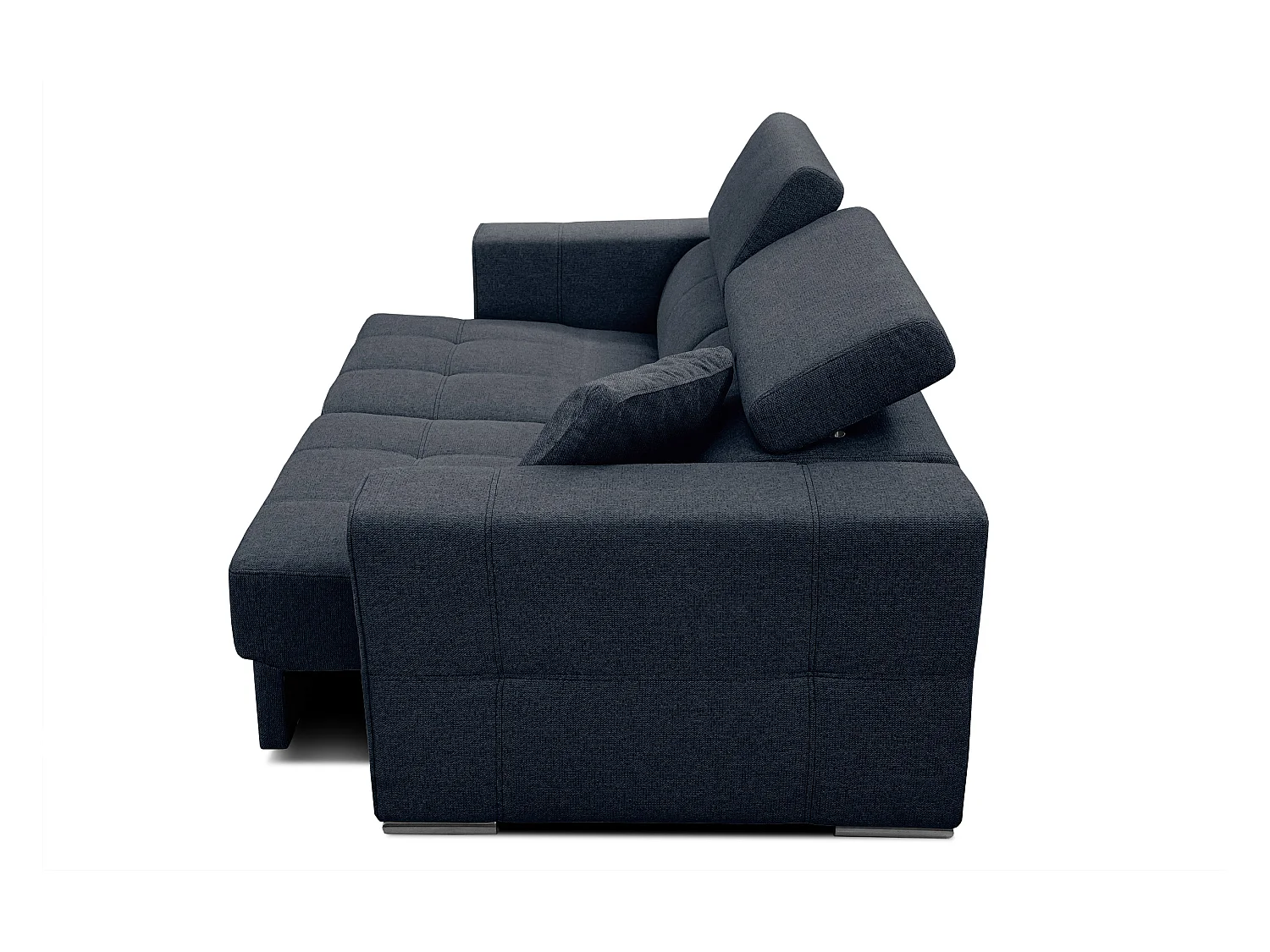 QUARTZ Sofa 3-Sitzer mit Ausziehsitz und verstellbare Kopfstützen, marineblau