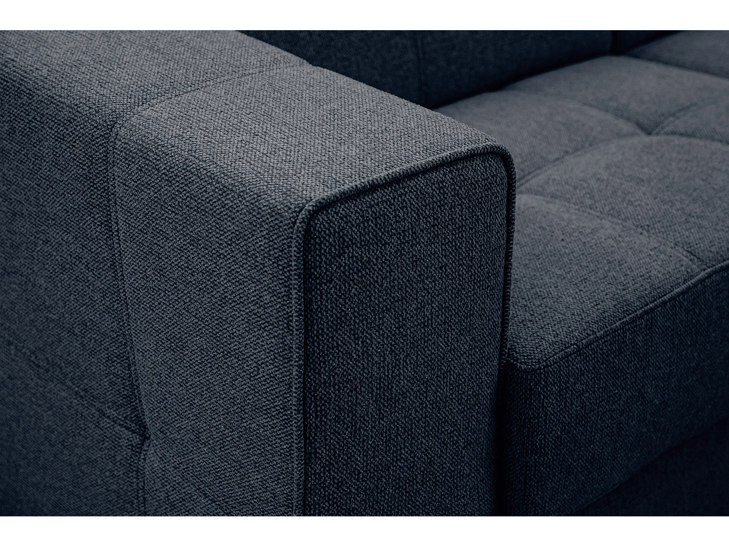 QUARTZ Sofa 3-Sitzer mit Ausziehsitz und verstellbare Kopfstützen, marineblau