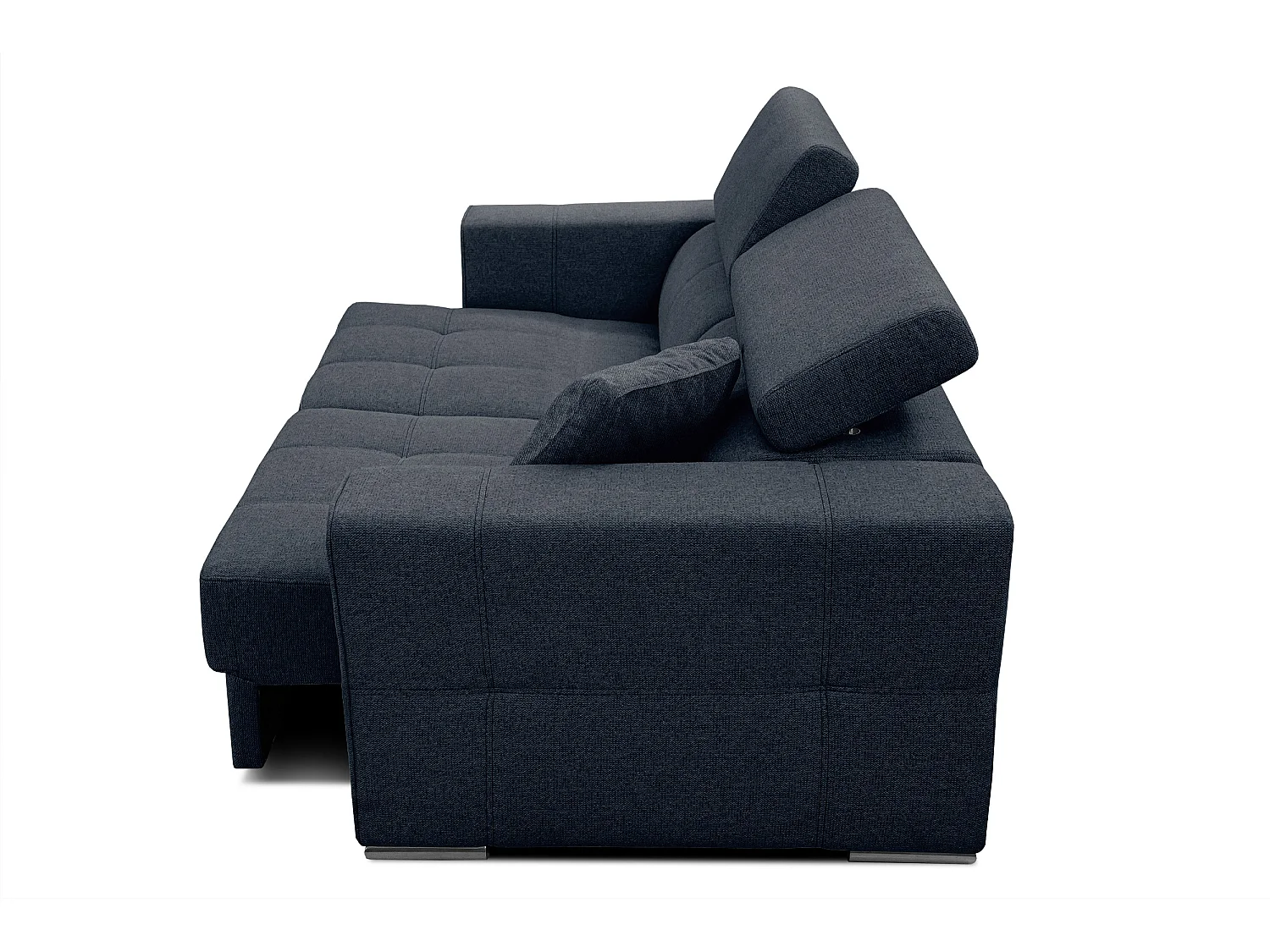 QUARTZ Sofa 3-Sitzer mit Ausziehsitz und verstellbare Kopfstützen, marineblau
