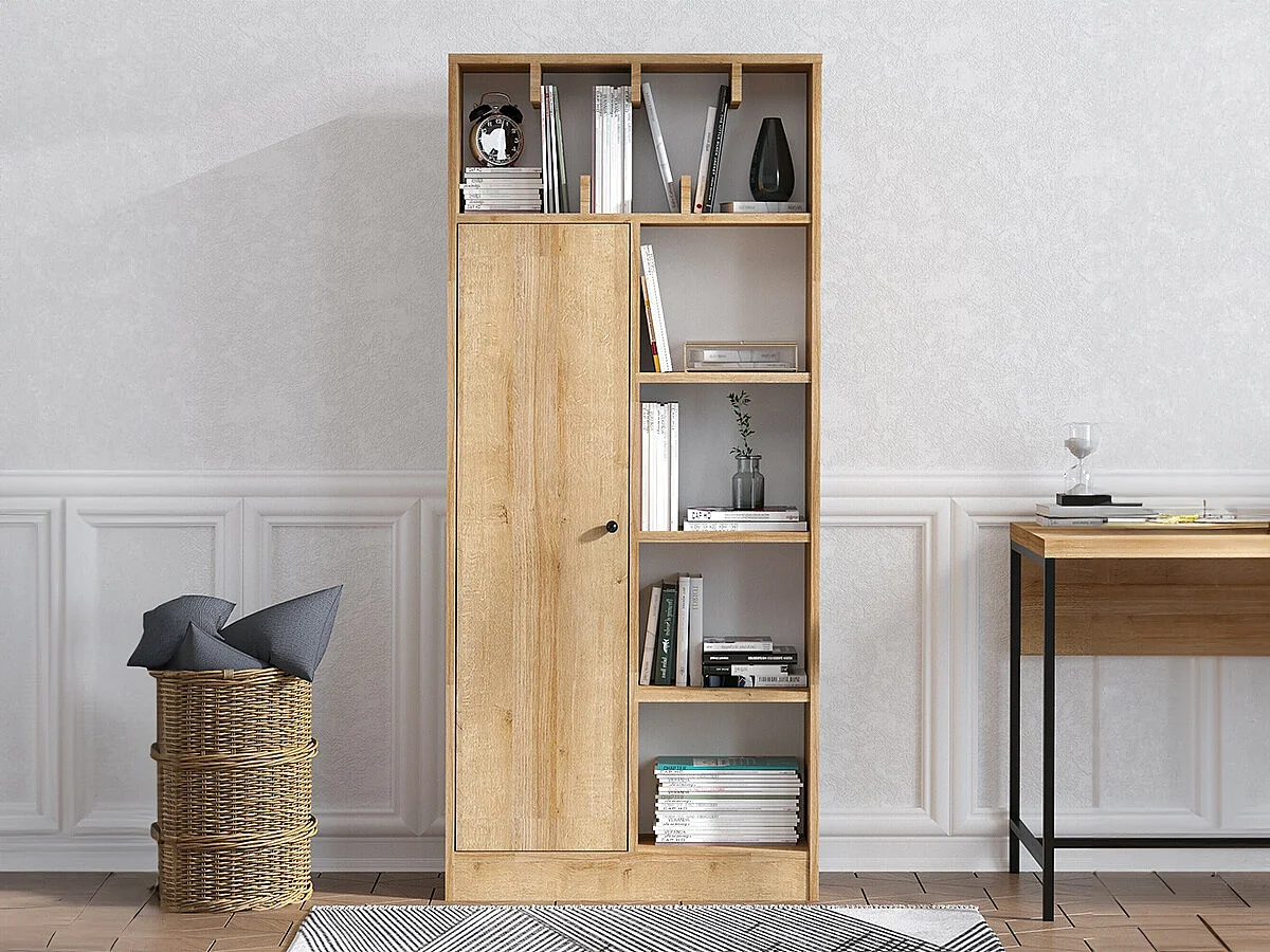 Bibliothèque moderne en chêne – 60 x 30 x 170 cm – mélaminé