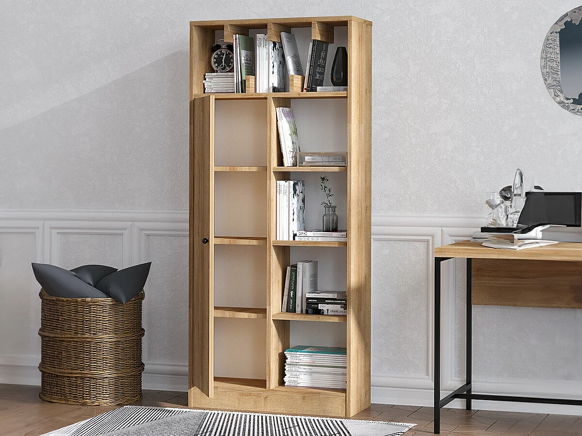 Bibliothèque moderne en chêne – 60 x 30 x 170 cm – mélaminé