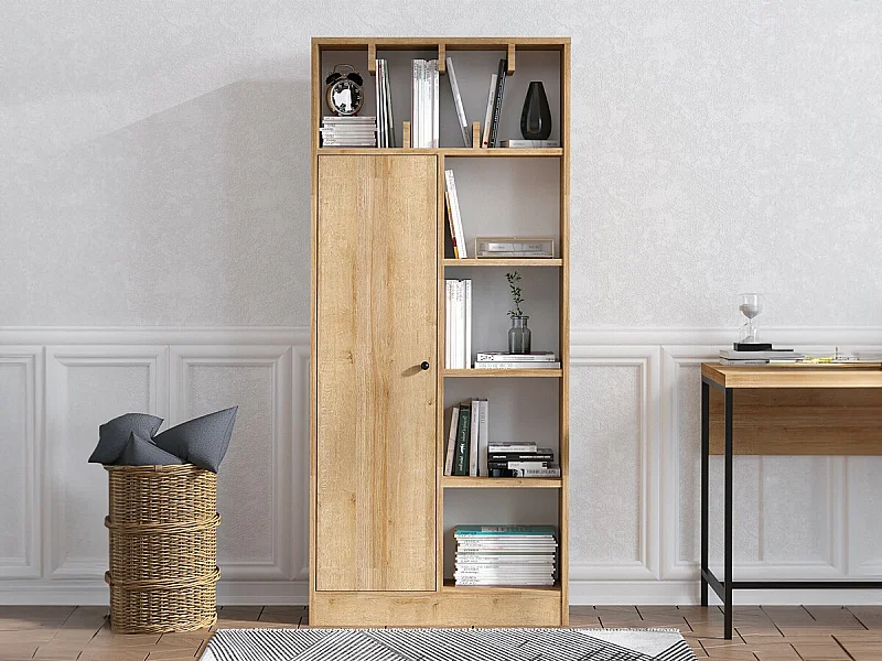 Bibliothèque moderne en chêne – 60 x 30 x 170 cm – mélaminé