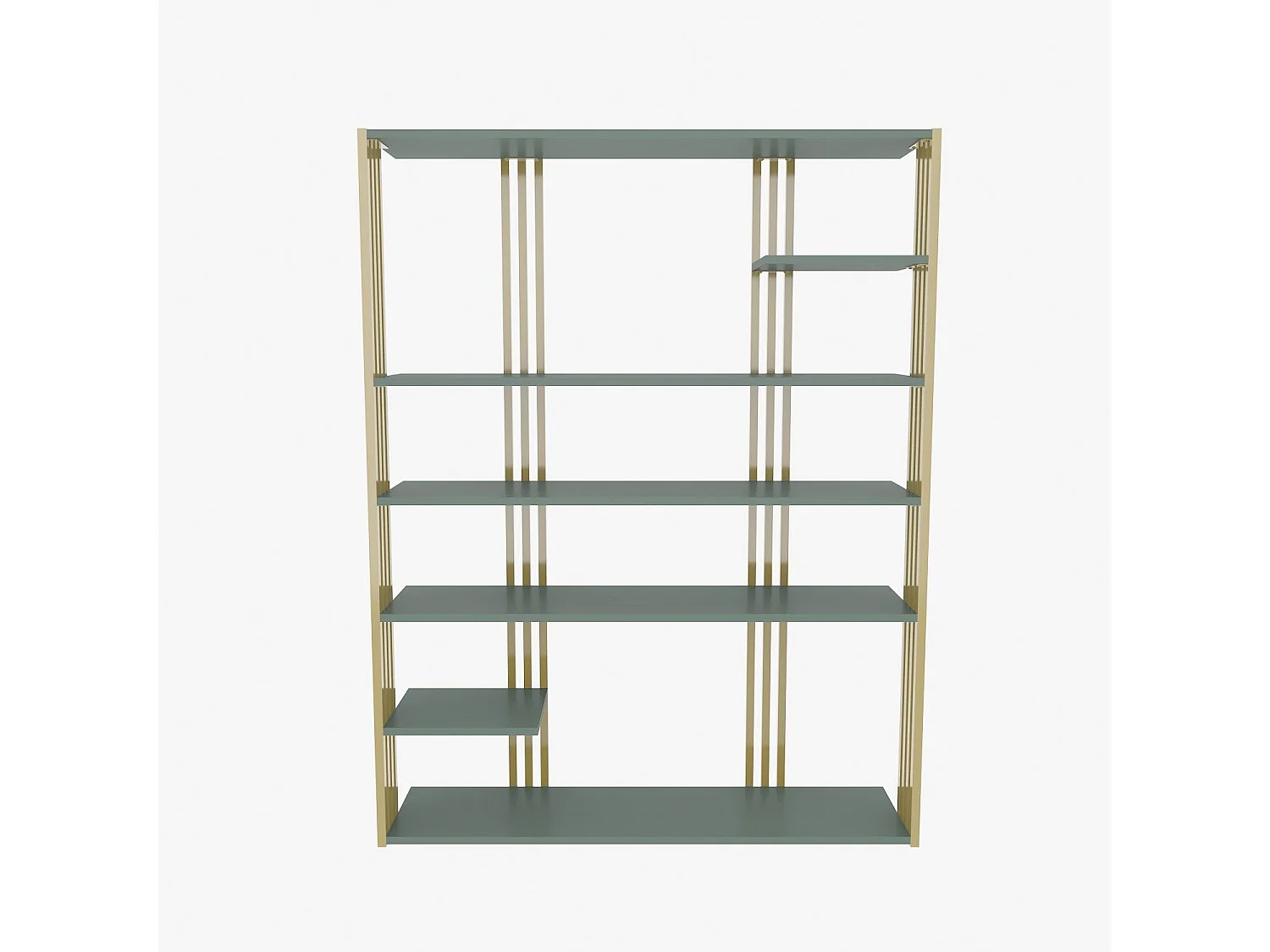 Elegante groene en gouden boekenkast, 120 x 160 x 29,6 cm | 100% melamine-gecoate spaanplaat, 18 mm dik | Stijlvolle opbergruimte voor moder
