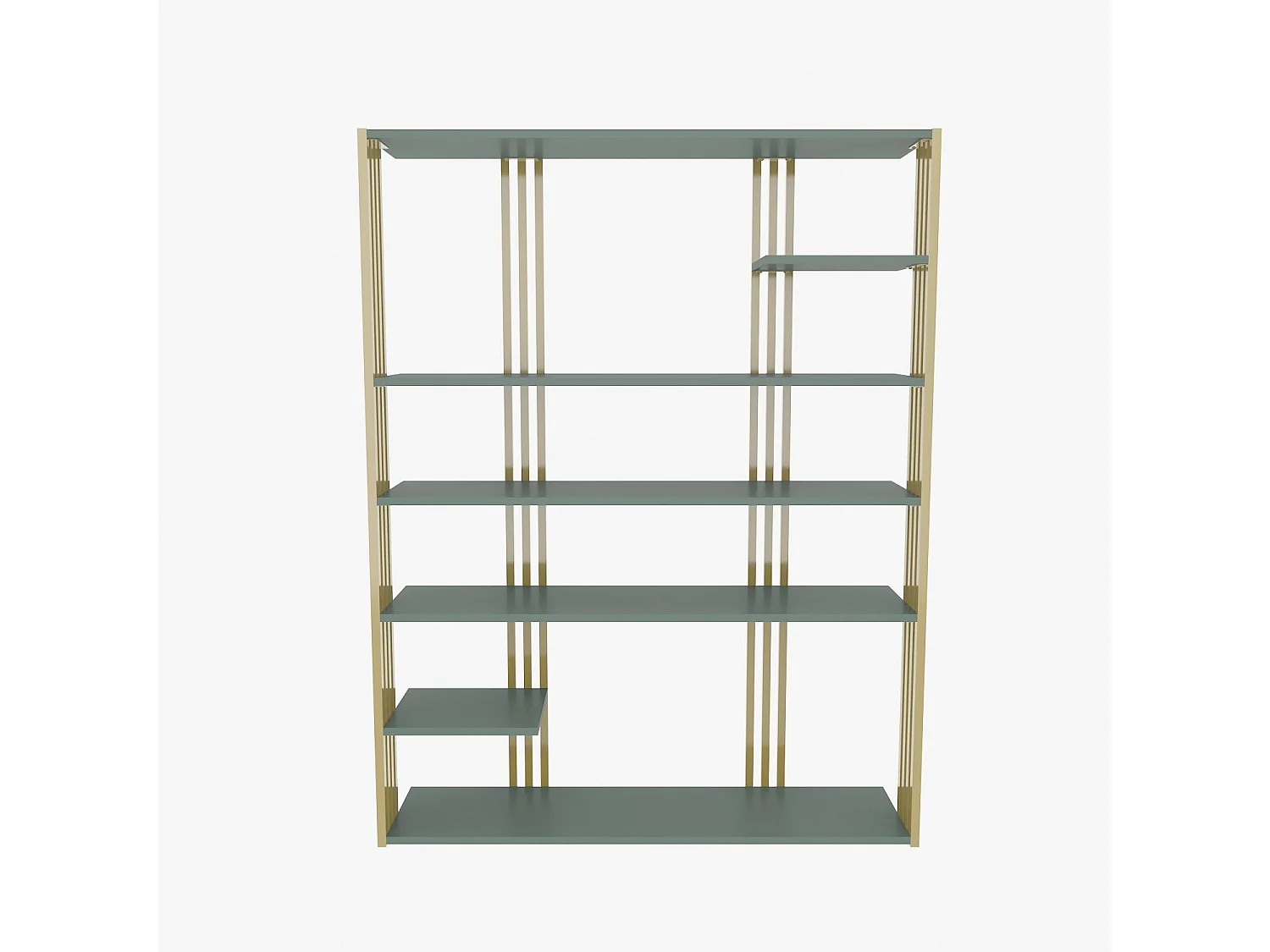 Elegante groene en gouden boekenkast, 120 x 160 x 29,6 cm | 100% melamine-gecoate spaanplaat, 18 mm dik | Stijlvolle opbergruimte voor moder