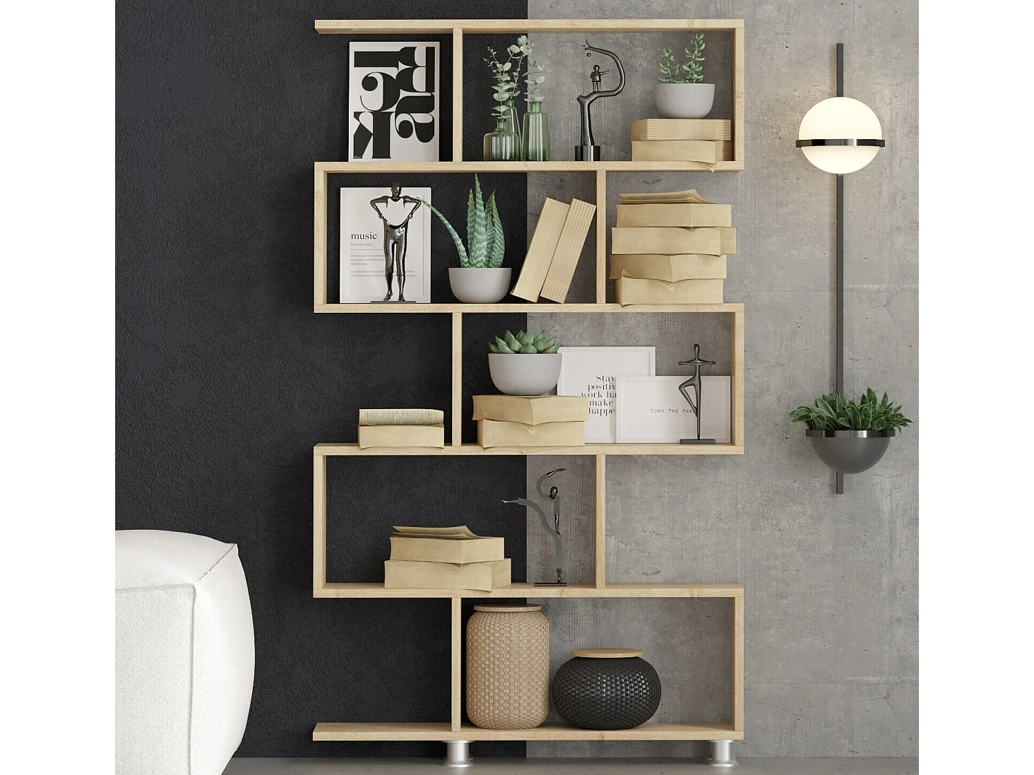 Bibliothèque moderne – 90 x 20 x 156 cm – Chêne – Panneaux de particules mélaminés