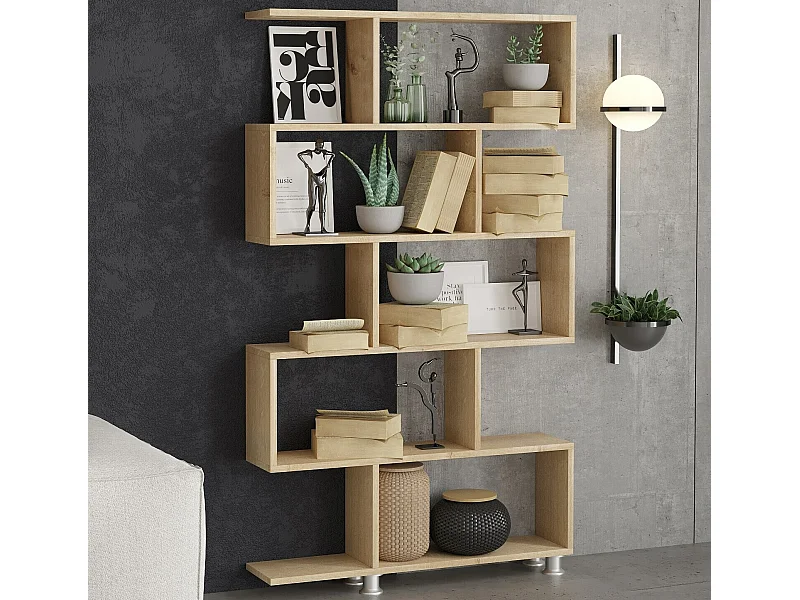 Bibliothèque moderne – 90 x 20 x 156 cm – Chêne – Panneaux de particules mélaminés