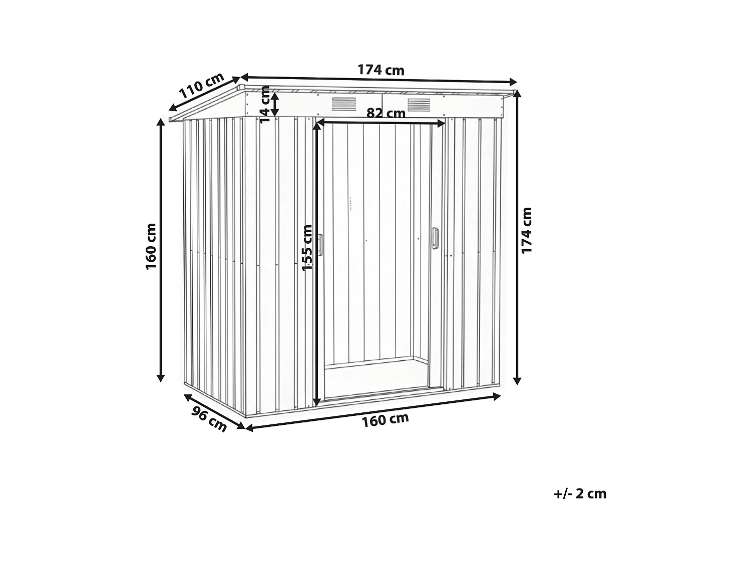 Abri de jardin ACILIA 174 cm 110 cm Gris graphite