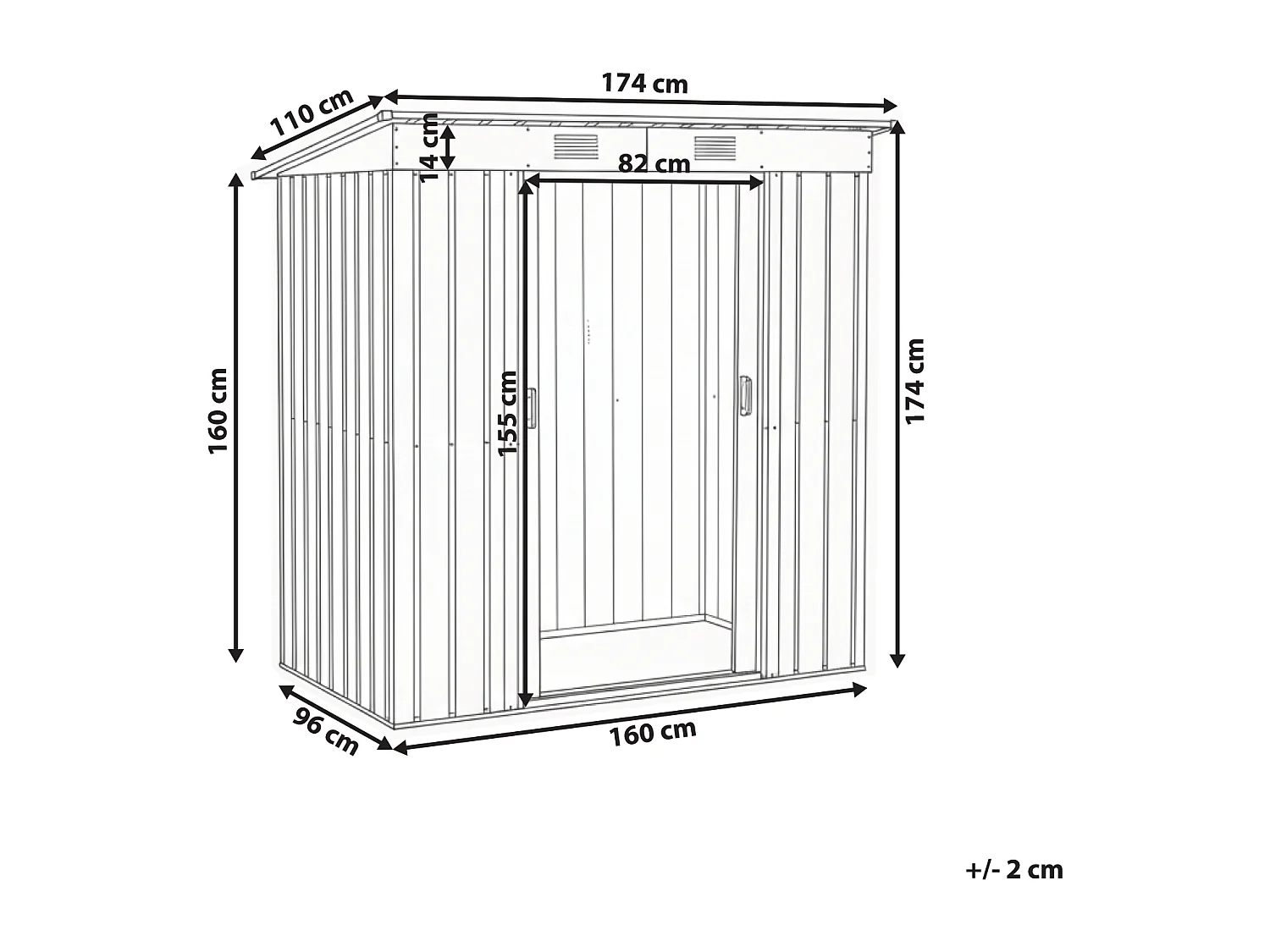 Abri de jardin ACILIA 174 cm 110 cm Gris graphite