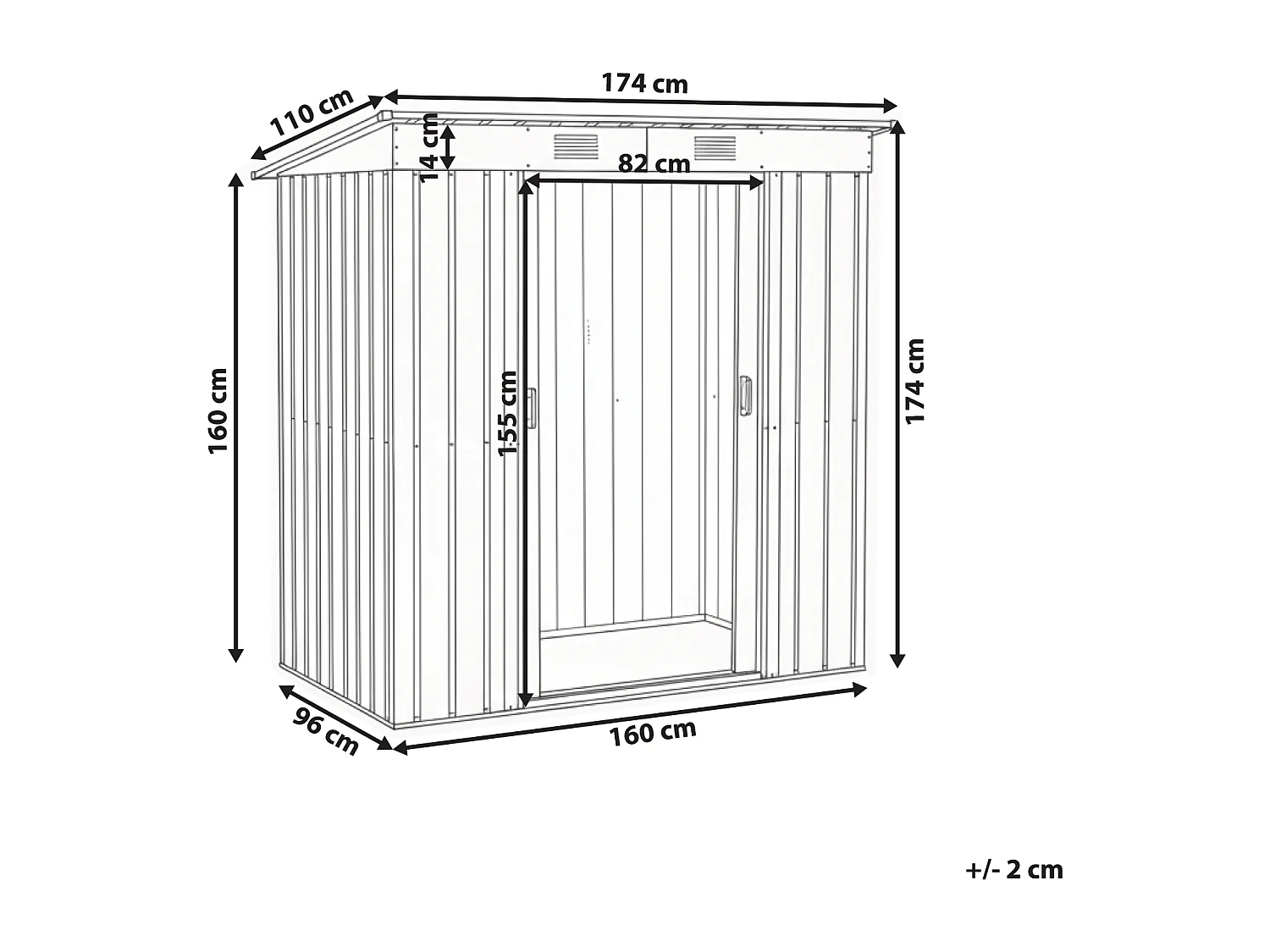 Abri de jardin ACILIA 174 cm 110 cm Gris graphite