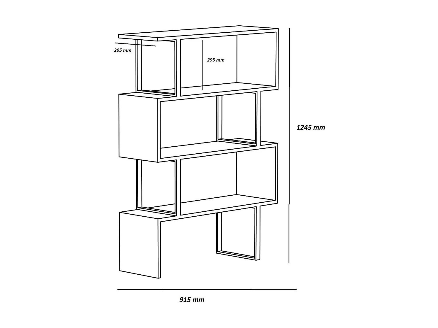 Estantería Kailua 1252, Abierta sin pared trasera, Metal|Aglomerado laminado, 125x92x30cm