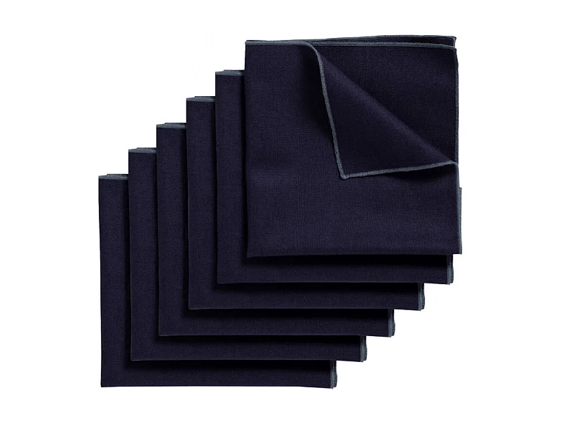 Lot 6 serviettes de table lin, coton bleu 41 x 41 cm - CONSTELLA 9383