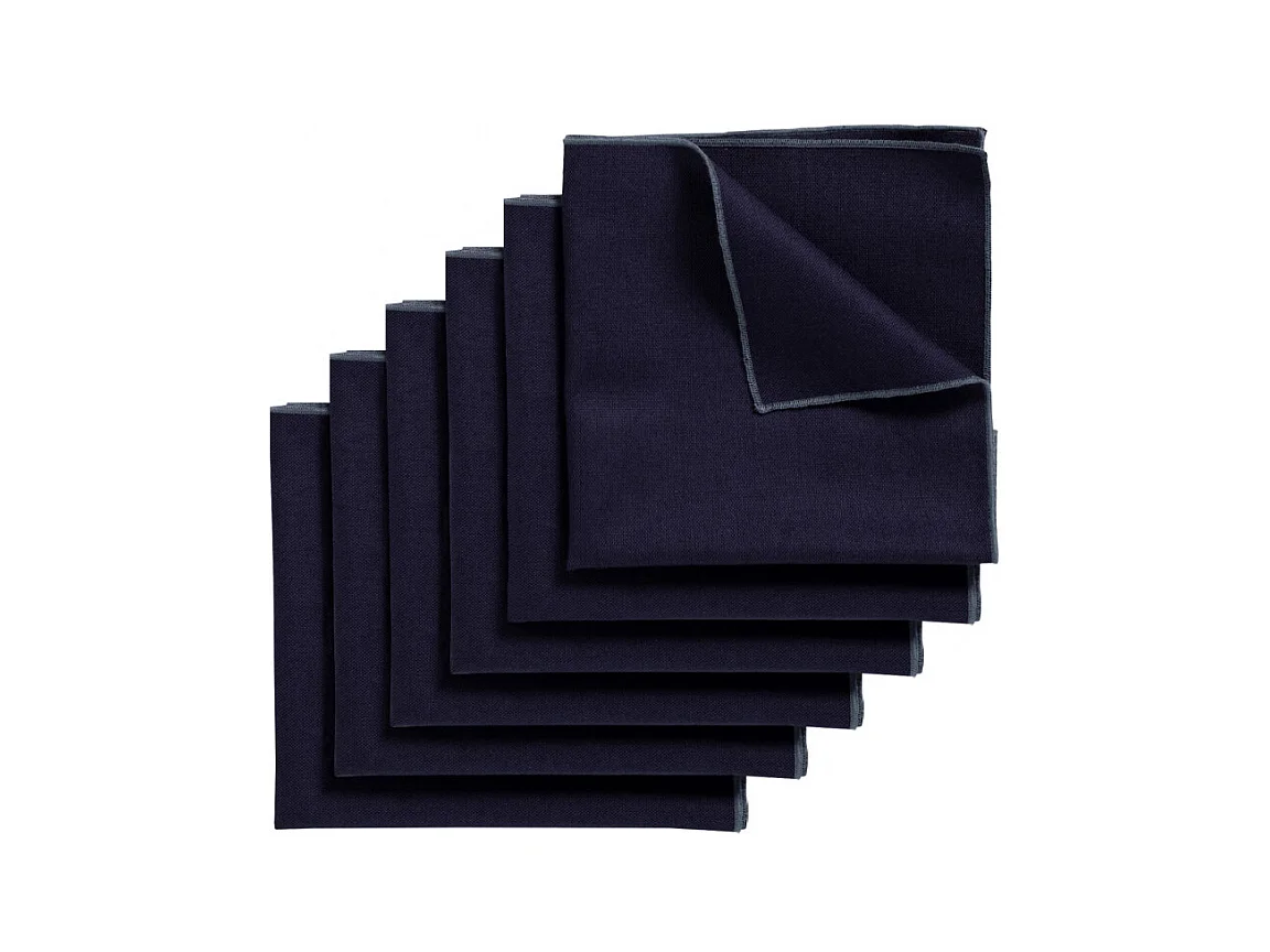 Lot 6 serviettes de table lin, coton bleu 41 x 41 cm - CONSTELLA 9383