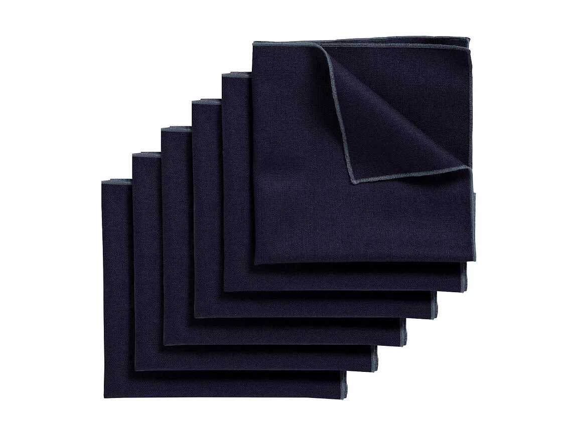 Lot 6 serviettes de table lin, coton bleu 41 x 41 cm - CONSTELLA 9383