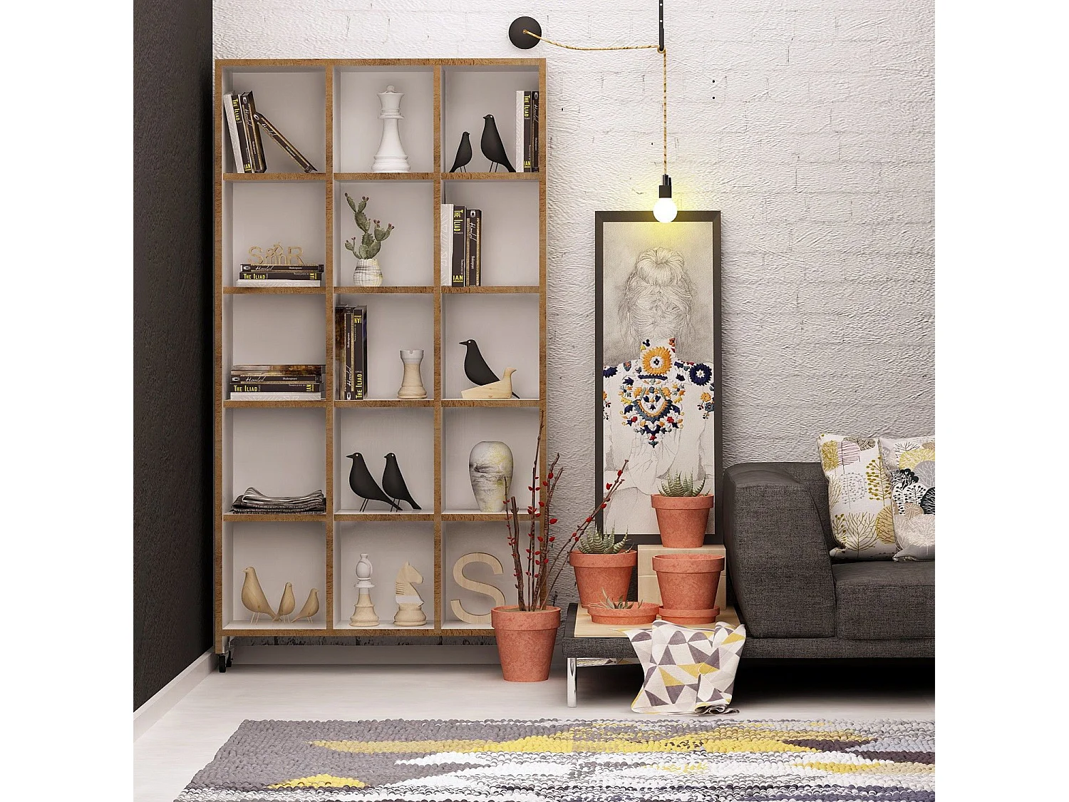 Librería – 90 x 165,5 x 25 cm – Roble – Tablero de partículas recubierto de melamina