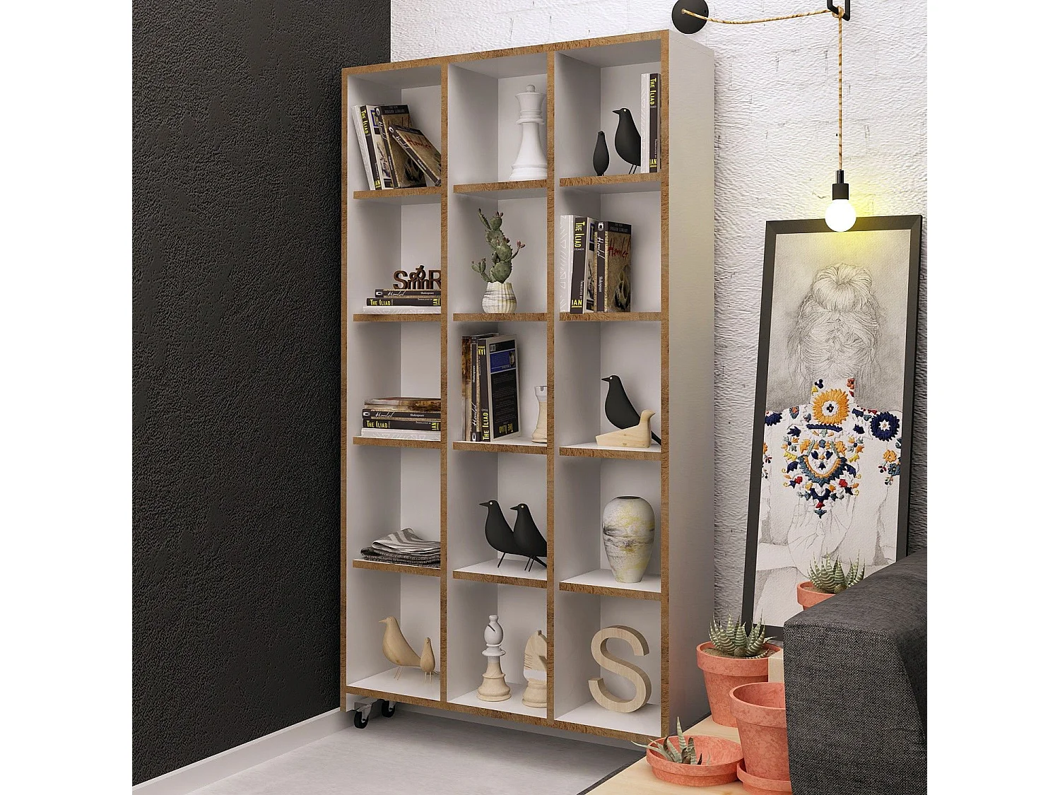 Librería – 90 x 165,5 x 25 cm – Roble – Tablero de partículas recubierto de melamina