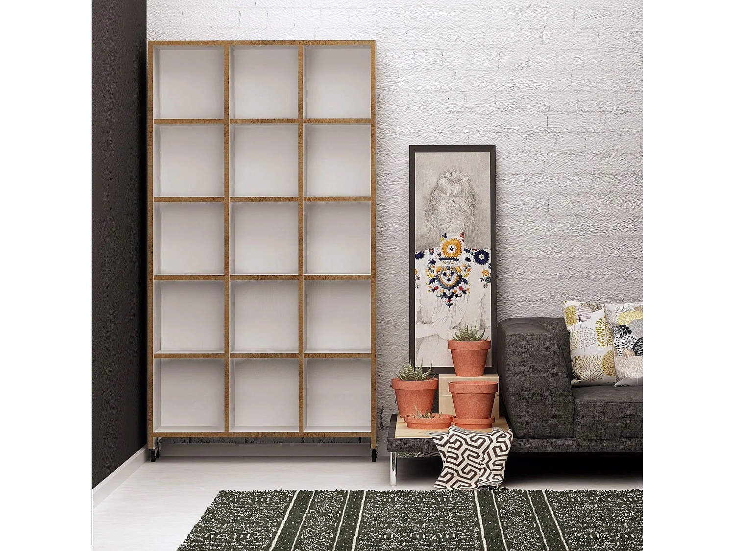 Librería – 90 x 165,5 x 25 cm – Roble – Tablero de partículas recubierto de melamina