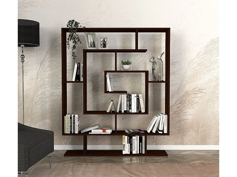 Półka skandynawska – 124,8 x 149,4 x 22 cm – kolor Wenge – płyta MDF w 100% pokryta melaminą