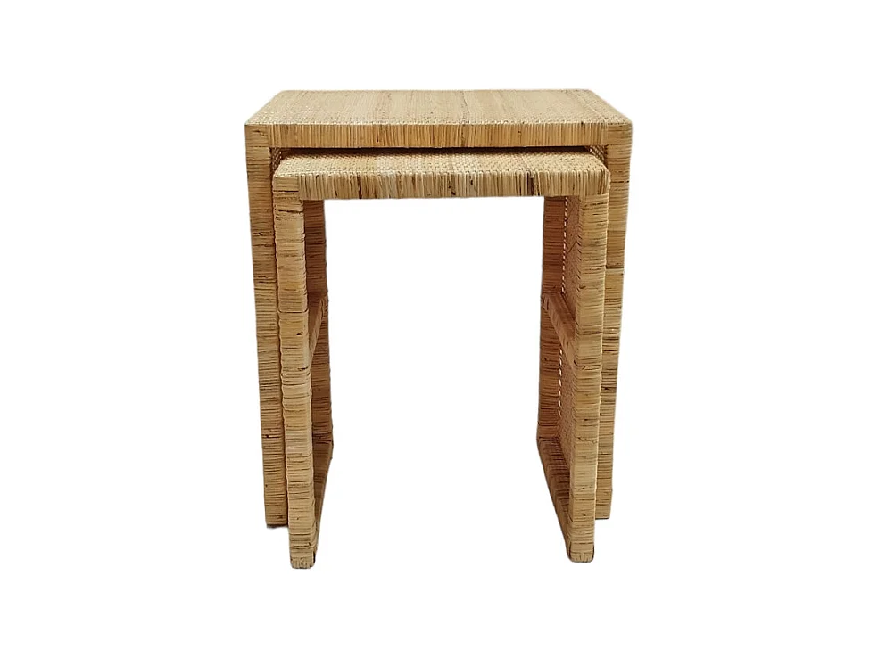 2 Tables d'appoint gigognes H. 61 cm en rotin naturel – FLORENCE