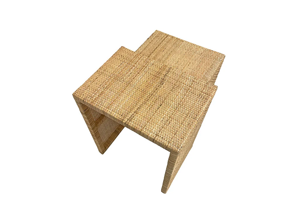 2 Tables d'appoint gigognes H. 61 cm en rotin naturel – FLORENCE