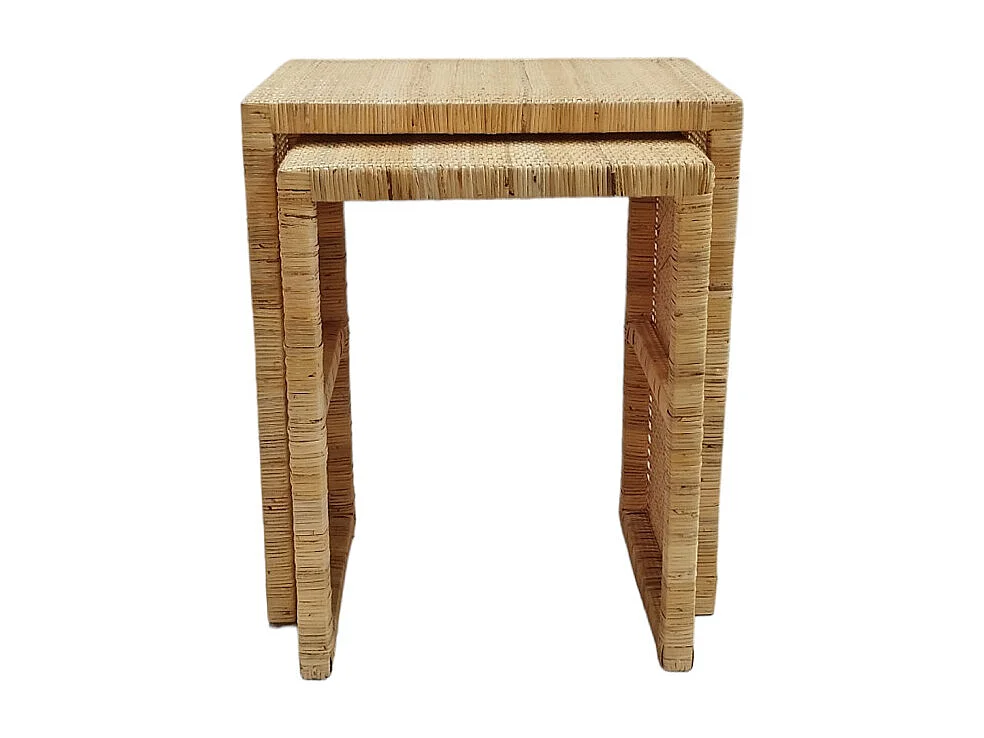 2 Tables d'appoint gigognes H. 61 cm en rotin naturel – FLORENCE