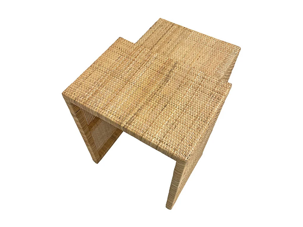 2 Tables d'appoint gigognes H. 61 cm en rotin naturel – FLORENCE