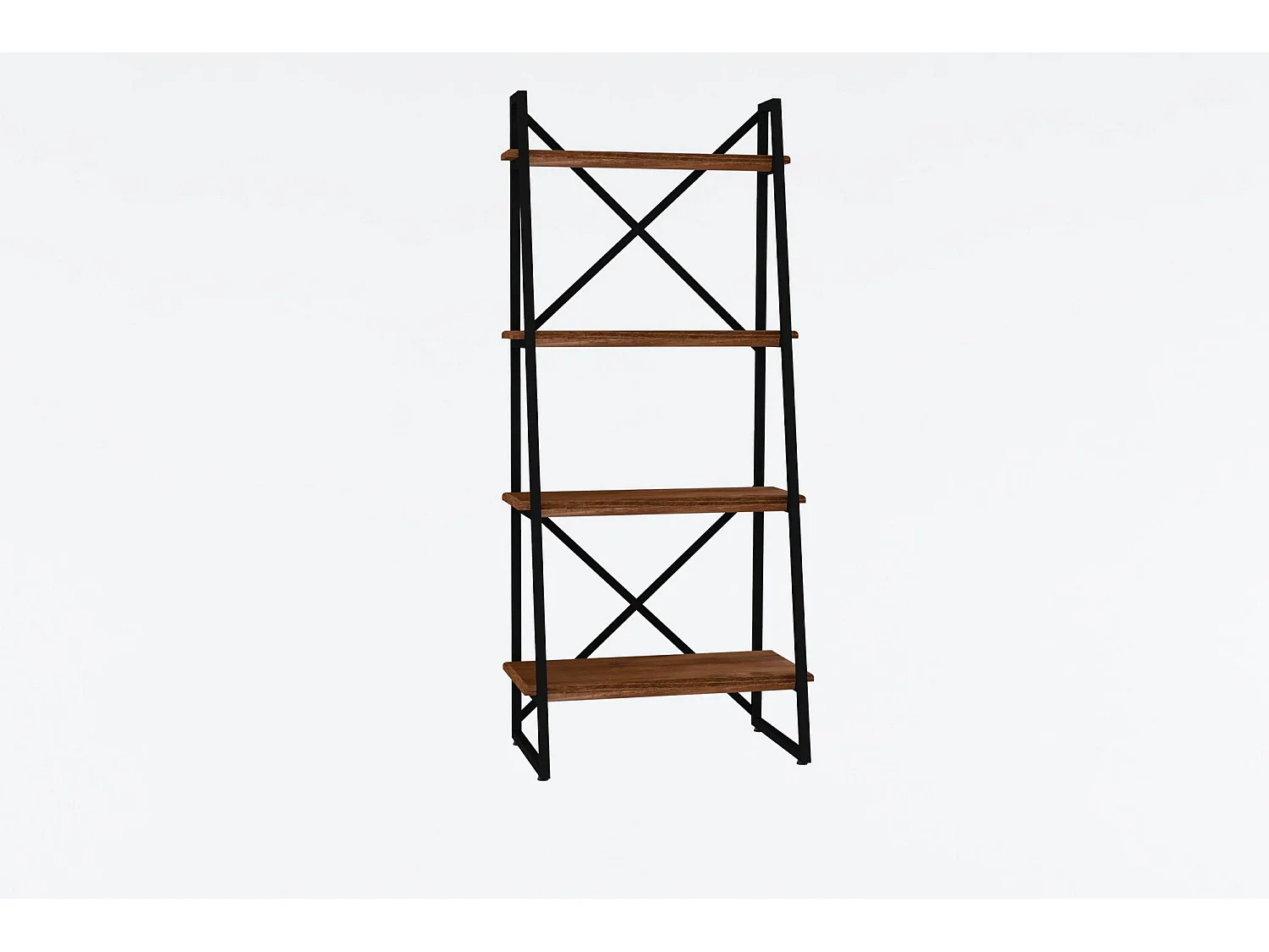 Étagère bibliothèque style industriel Kavi L63cm Métal Noir et Pin massif foncé