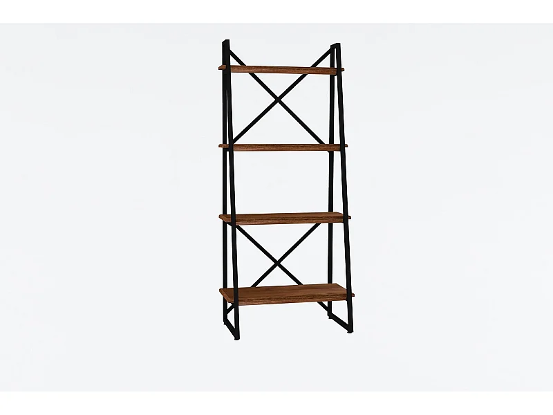 Étagère bibliothèque style industriel Kavi L63cm Métal Noir et Pin massif foncé