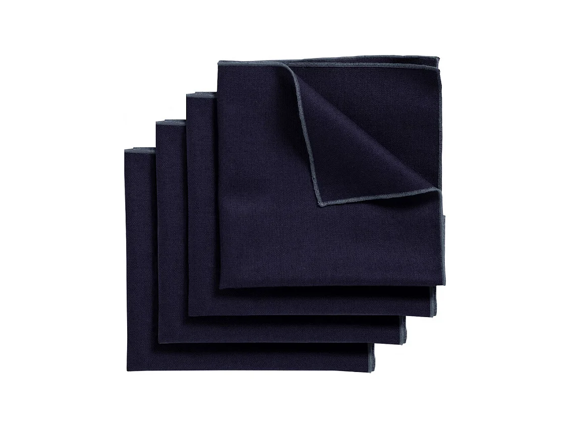 Lot 4 serviettes de table lin, coton bleu 41 x 41 cm - CONSTELLA 9383