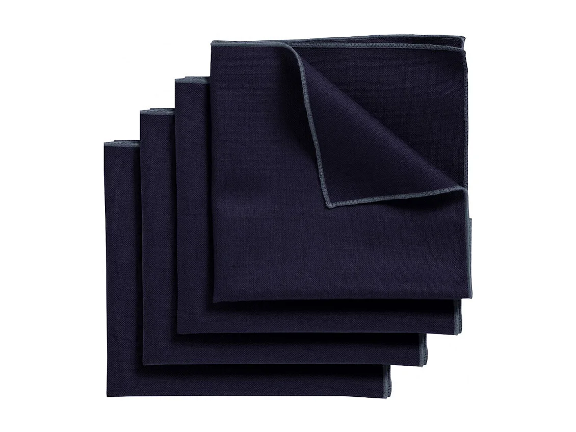 Lot 4 serviettes de table lin, coton bleu 41 x 41 cm - CONSTELLA 9383