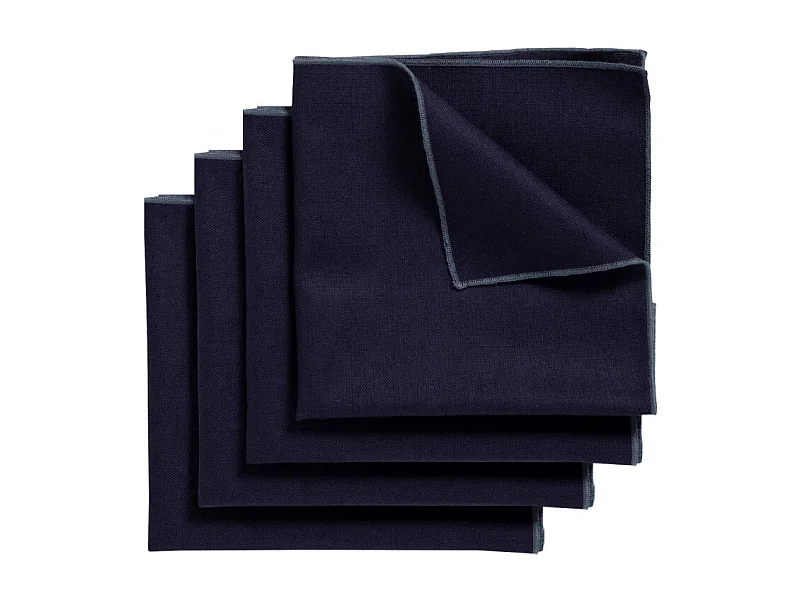 Lot 4 serviettes de table lin, coton bleu 41 x 41 cm - CONSTELLA 9383