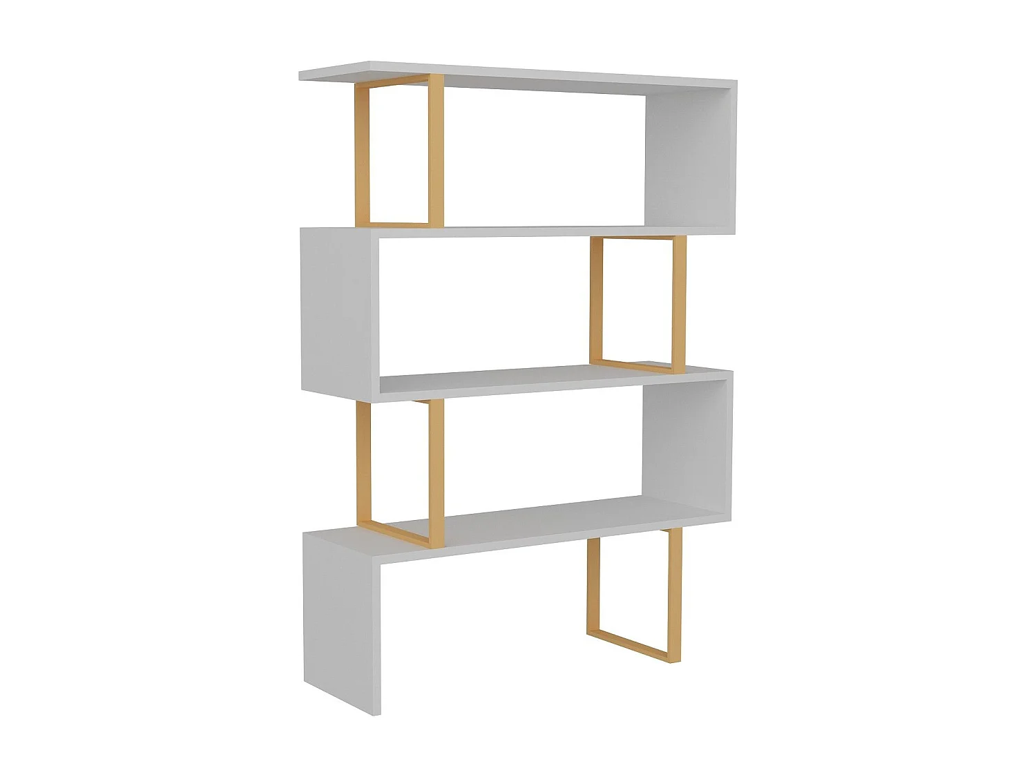 Étagère bibliothèque Usu L91,5cm Bois Blanc et Métal Or