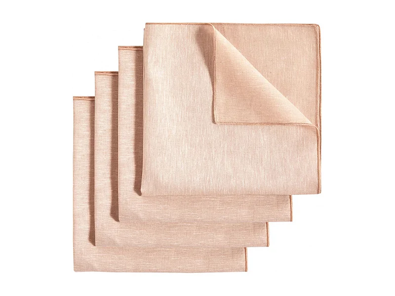 Lot 4 serviettes de table lin et coton rose 41 x 41 cm - LUCCIANA 9642