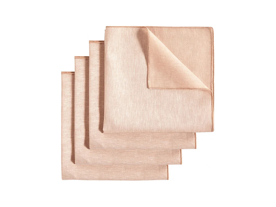 Lot 4 serviettes de table lin et coton rose 41 x 41 cm - LUCCIANA 9642