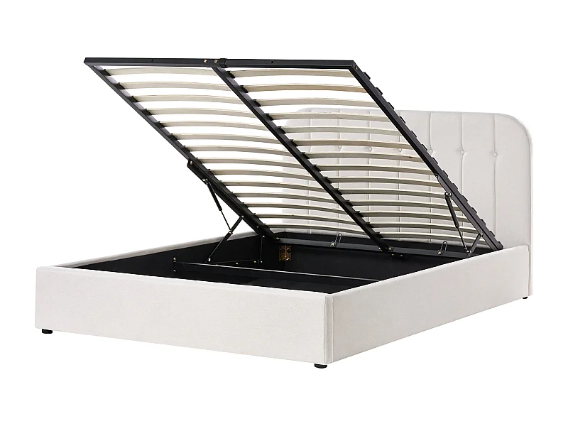 Lit ottoman Tissu CHALLANS 160 x 200 cm Blanc cassé